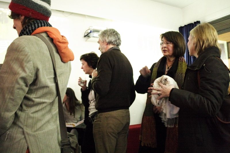 Blaues Haus, Cologne — the opening night of the diploma exhibition, visitors in the room