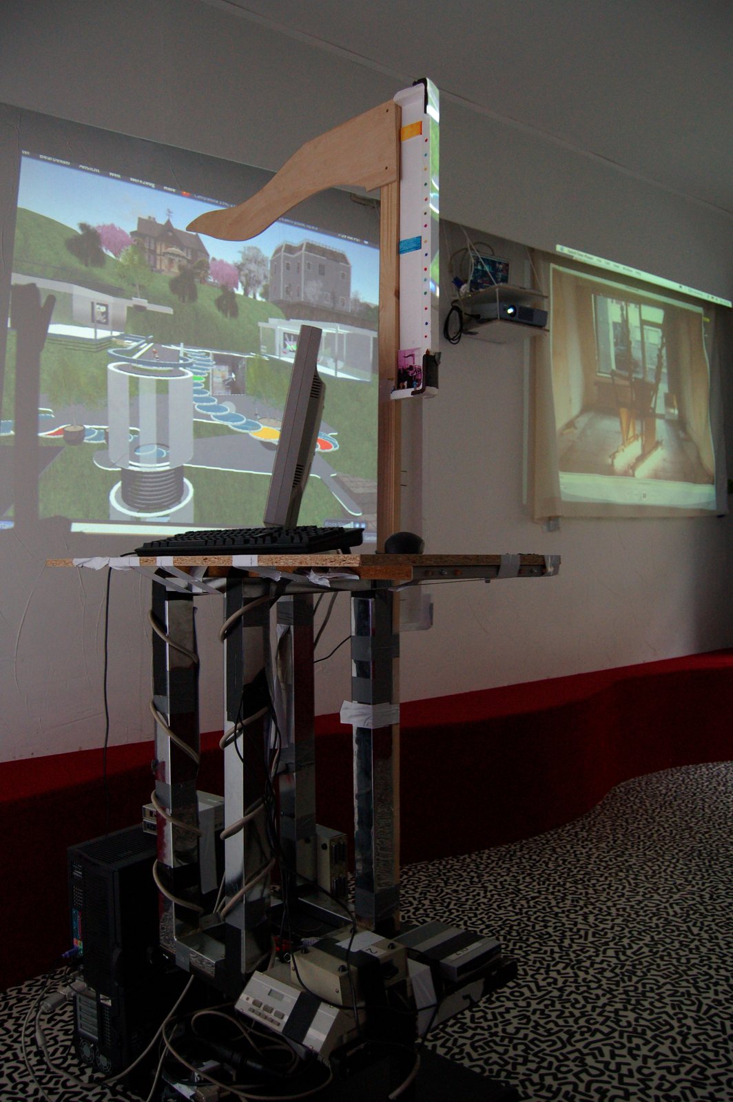 A Second Life space projected onto the wall